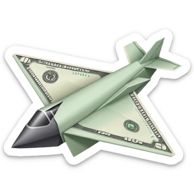 Paper plane made of money sticker
