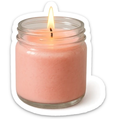 pink cozy candle in a glass jar, warm and inviting sticker