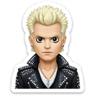Billy Idol with white blonde hair, black sequin outfit  sticker