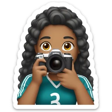 A bolnd hair girl wearing adidas jursey and taking a picture sticker