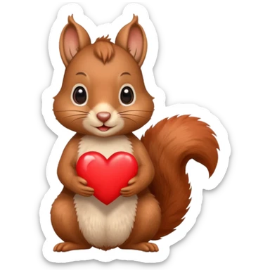 cute squirrel holding a heart sticker