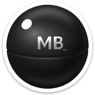 Black Ball with MB written on it sticker