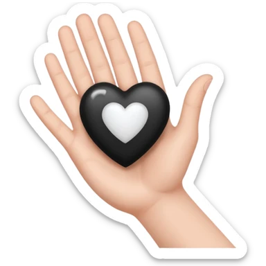  black and white heart on hand sticker