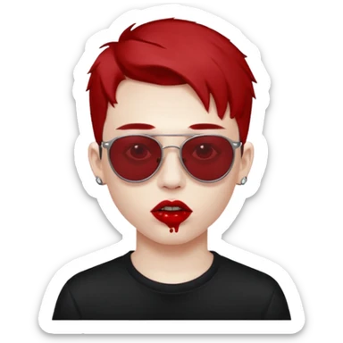 boy high fashion model with lip piercing sunglasses blood  sticker