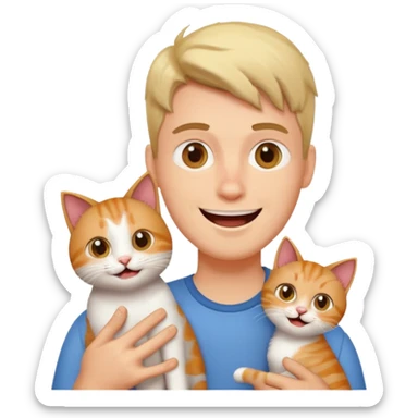 excited guy with a cat sticker