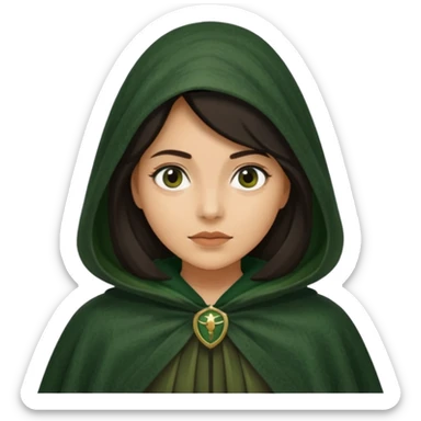 woman waring dark green cloak like in the traitors tv show sticker