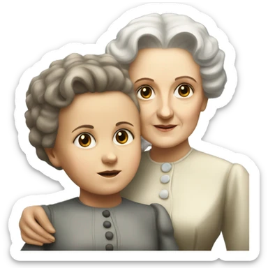 marie curie with little dother irene sticker