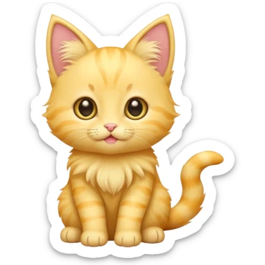 A cute cartoon yellow kitten sitting and wagging its tail and animated. sticker