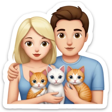 A couple with four kitties sticker