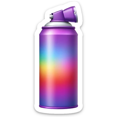 Minimalist spray paint can with smooth rainbow gradient colors flowing from red to violet in a continuous spectrum, clean design sticker