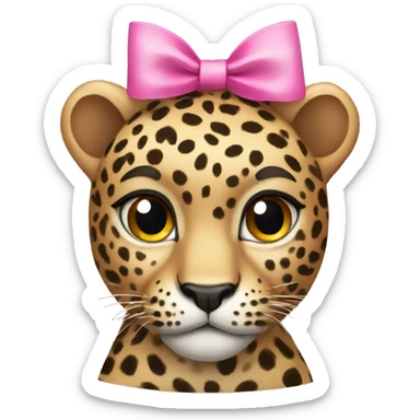 leopard with a pink bow sticker