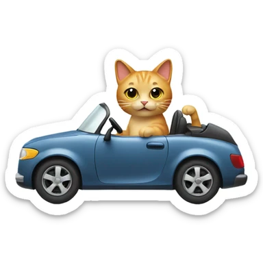 Cat driving a car sticker