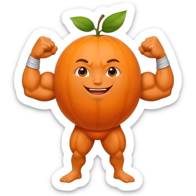Muscle Orange Fruit Character Strongest sticker
