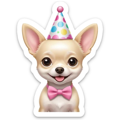 White little chihuahua birthday sticker