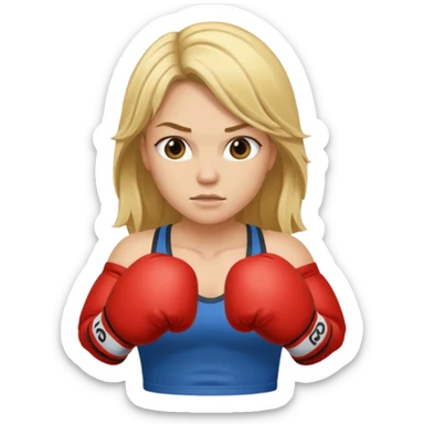 blonde female boxer long hair sticker