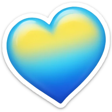 Shiny Yellow and blue ombré heart sticker