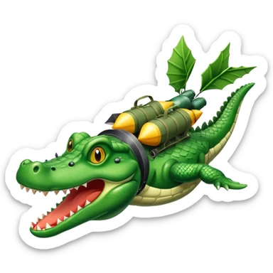 Flying alligator with bombs sticker
