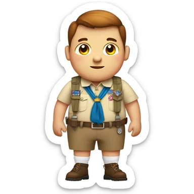 Fat Boy Scout with freckles wearing suspenders  sticker