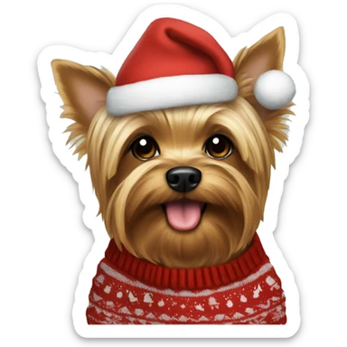 Yorkie in a Christmas sweater  sticker