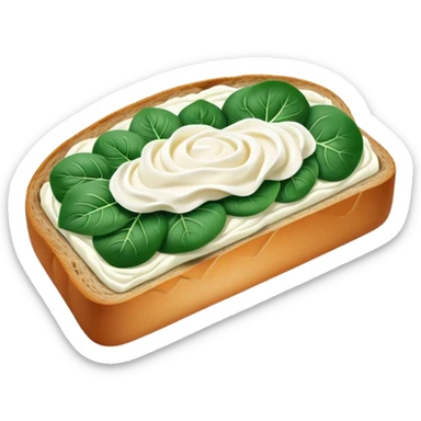 sourdough bread slice with cream cheese and spinach on top  sticker