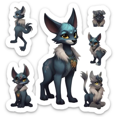 Cool cute Kawaii edgy fantasy animal  fursona Fionbri by griffsnuff & LiLaiRa & Falvie full body sticker