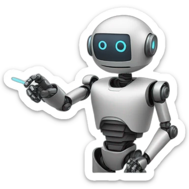 robot holding a cursor pointer sticker