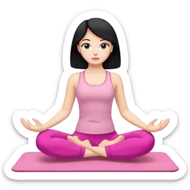 White girl with black hair pilates pink sticker