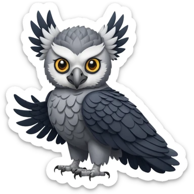 harpy eagle emoji style, minimal details, friendly expression, wings folded, jungle background sticker