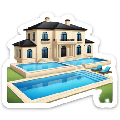 A mansion with a pool sticker