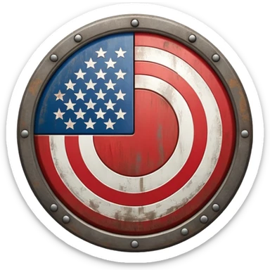 A Circle Shield With American Flag Printed On It sticker