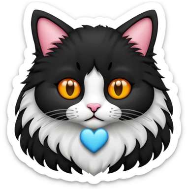 een zwarte kat met een hartje sticker