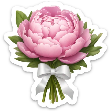 Pink peony bouquet with white ribbon  sticker
