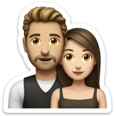 white brunette man with stubble and brunette white woman sticker
