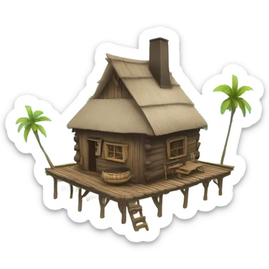 Cabin on an island near the sea sticker