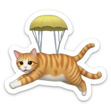 cat suspended witk parachute sticker