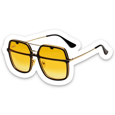 Vintage 70s sunglasses with yellow gradient lenses and thick brown plastic frames sticker