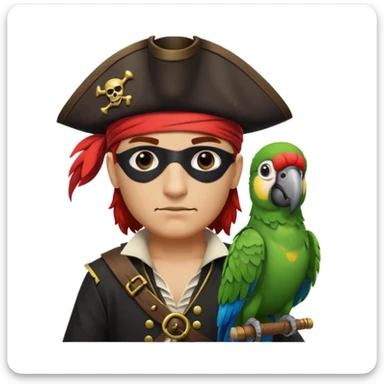 pirate with eye patch and parrot sticker