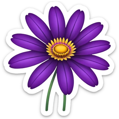 minimal line-art  African daisy flower sticker, elegant thin stroke, vivid purple and yellow tones, clean vector design, no background, modern aesthetic sticker