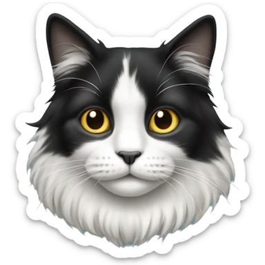 Black and white long haired cat sticker