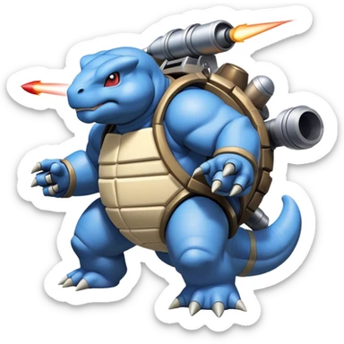Blastoise with mechanical rocket launchers on its back sticker