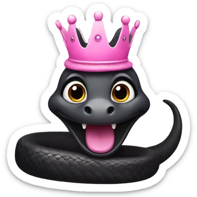Happy Black snake with pink crown sticker
