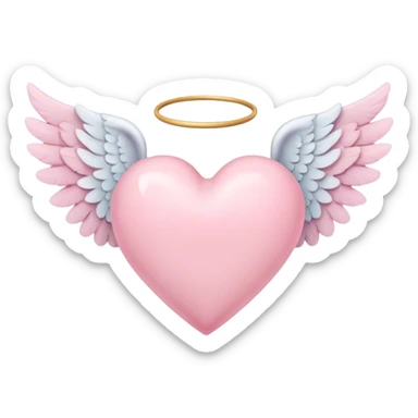 pink pastel heart with angel wings sticker