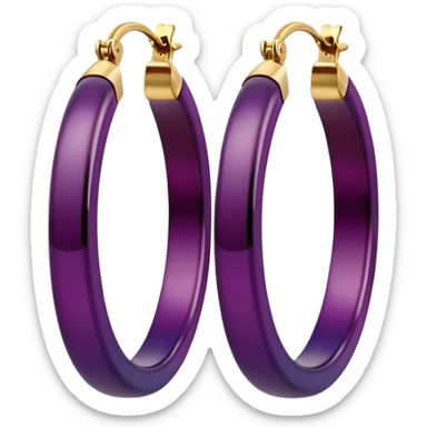  colorshifting dark plum to 14K gold, creative, realistic, side view, large size hoop earrings
 sticker
