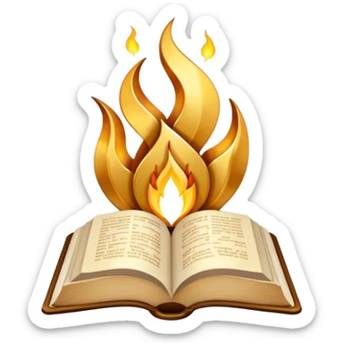 Seventh-day Adventist Church logo, minimal, focusing on Bible and three flames sticker
