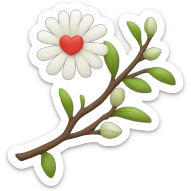 I love you A with a beautiful flower branch sticker
