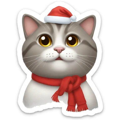 un chat habiller en père noël  sticker