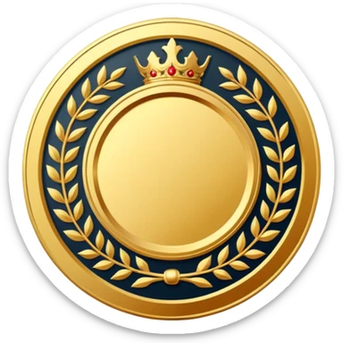 An elegant golden medal emblem with a sophisticated crest design, intricate details and a luxurious finish sticker