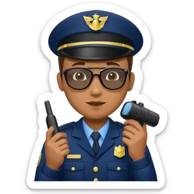 school security, sun glasses, holding walkie-talkie sticker