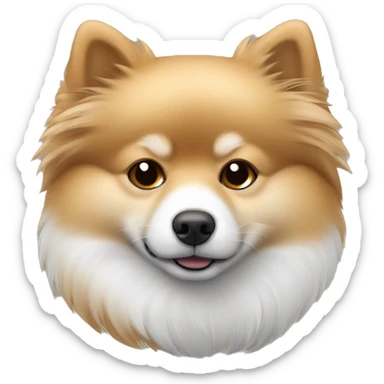 sleeping lying down pomeranian-spitz mix light brown and white with gray ears sticker