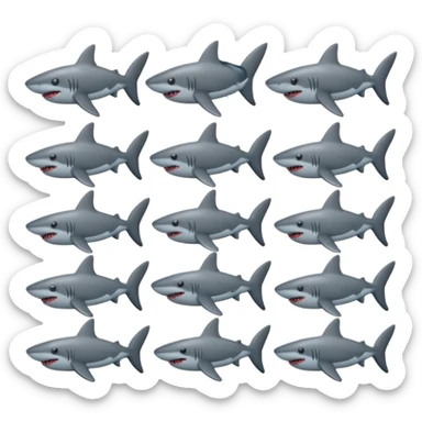 multiple shark emojis in the shape of a heart sticker